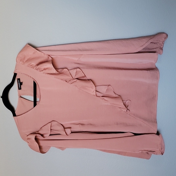 Lane Bryant Girly Pastel Ruffle Peach Blouse size 16 - Picture 2 of 10